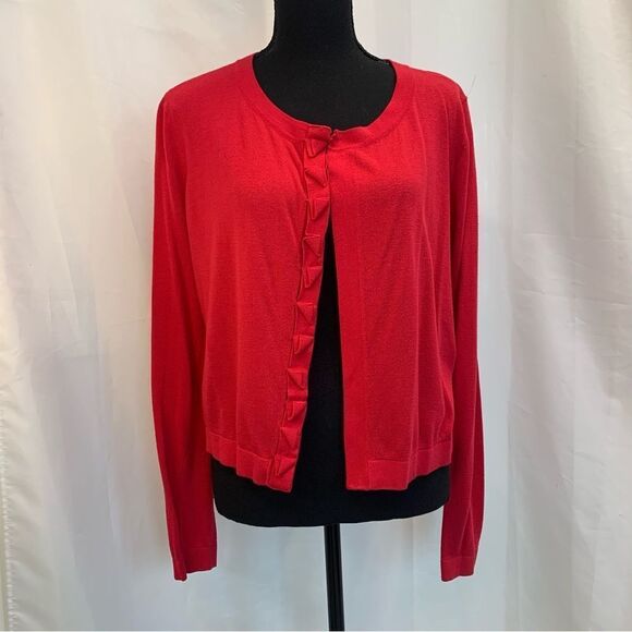 TAHARI pink long sleeve cardigan sweater Sz L - Picture 10 of 10